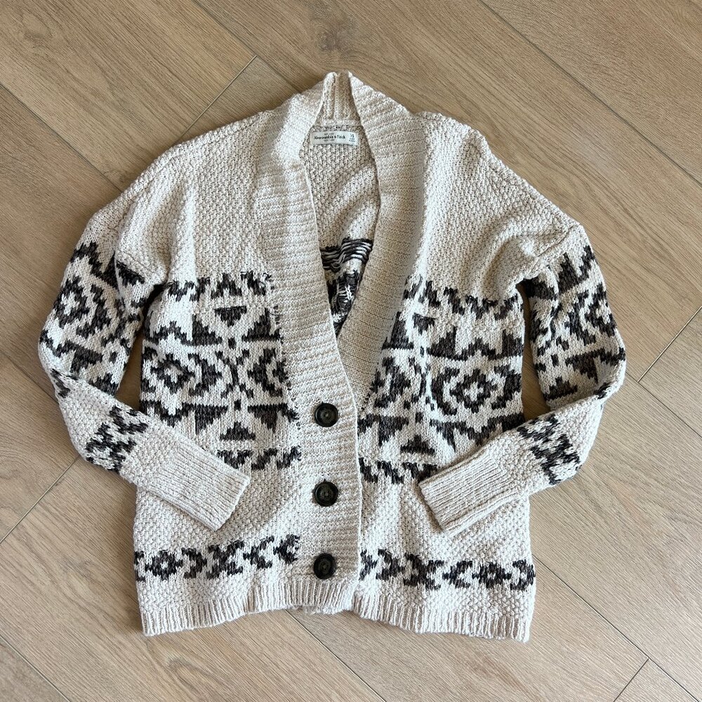 Abercrombie Casual Fair Isle Fall Aztec Cardigan Sweater